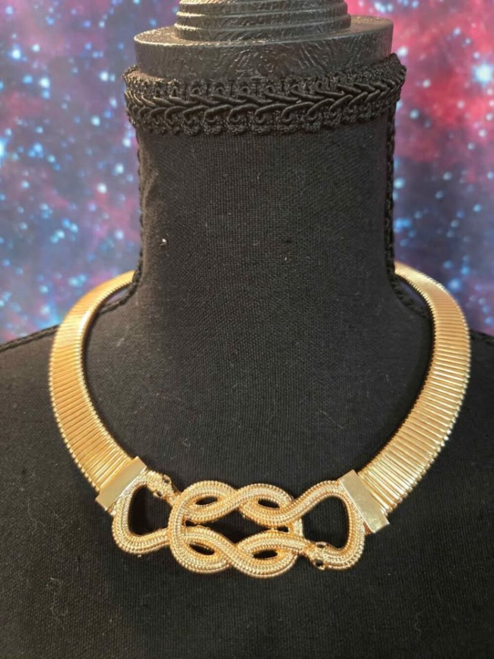 Aldo Gold Colored Intertwining Snakes Orouborous Choker Necklace Snake Witchy